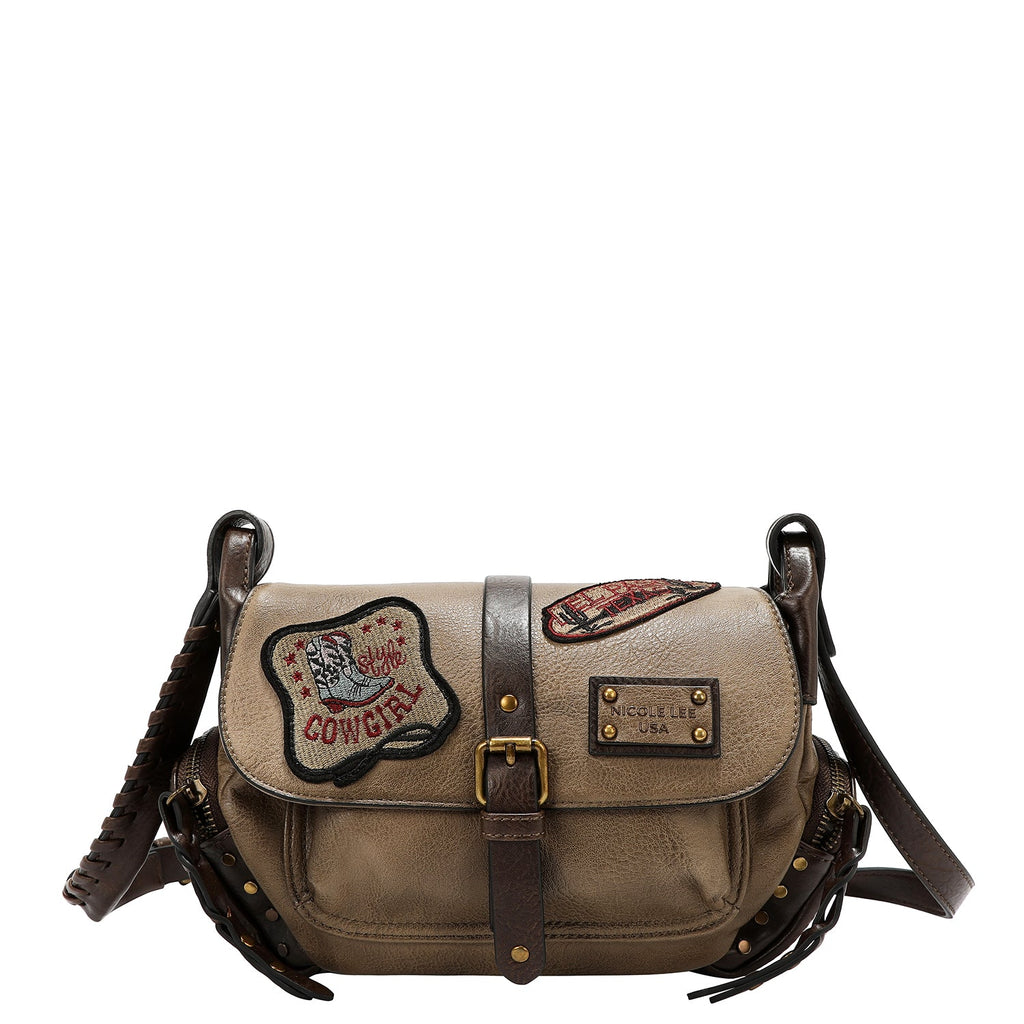 VINTAGE SHOULDER BAG WITH PATCH (TAUPE)